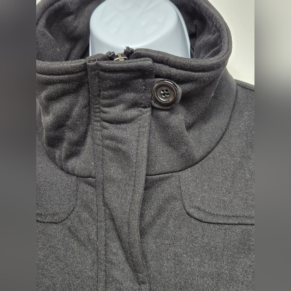 Last Kiss Black Jacket Coat 2X Longer Length Hidden Zip Up High Neck - Picture 2 of 7